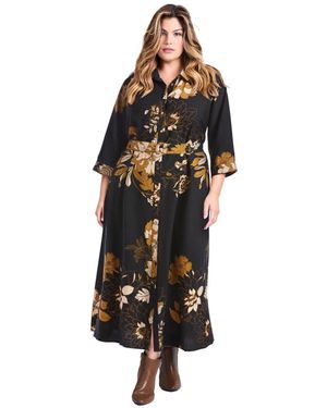 Avenue Flora Belted Shirtdress - Black