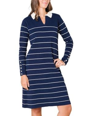 Hope & Henry Organic Long Sleeve Collared Sweater Dress - Blue