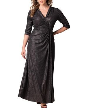 Kiyonna Plus Size Romanced By Moonlight Long Gown - Black