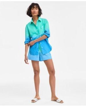 On 34th Ombre Rhinestone Shirt Drawstring Shorts Exclusively At Macys - Blue