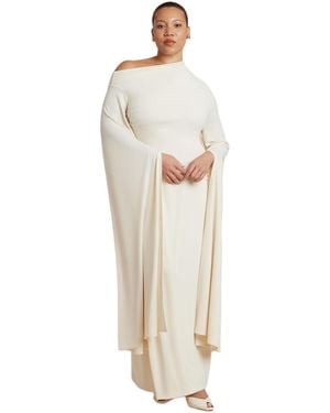 Eloquii Plus Size Cape Sleeve Draped Dress - Natural
