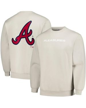 Pleasures Atlanta Braves Ballpark Pullover Sweatshirt - White