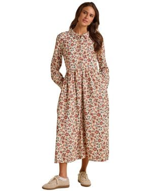Brakeburn Bella Long Sleeve Shirt Midi Dress - Brown
