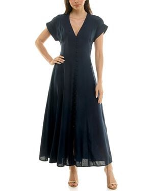 Taylor Button-front A-line Dress - Blue