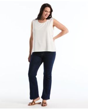 Rafaella Plus Size Ottoman Open Front Knit Cardigan Sweater Sleeveless Crewneck Top - White