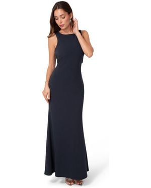 Bebe Twist Back Boatneck Gown - Blue