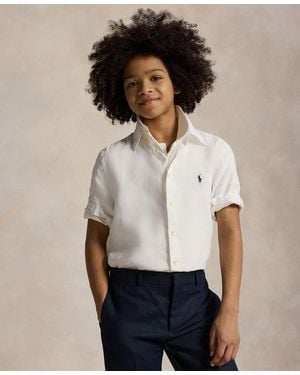 Polo Ralph Lauren Big Boys Short-sleeve Linen Shirt - White