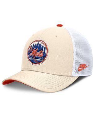 Nike Natural New York Mets Cooperstown Collection Dri-fit Rise Trucker Adjustable Hat - White