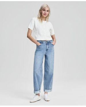 And Now This Now This Cuffed Barrel Leg Jeans Macys Exclusive - Blue