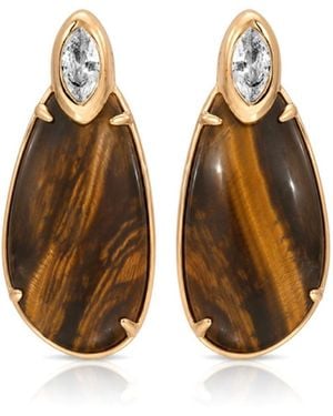 Ettika 18k Gold-plated Majestic Stone Earrings - Brown