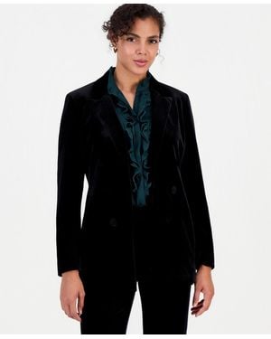 BarIII Velvet Faux Double-breasted Blazer - Black