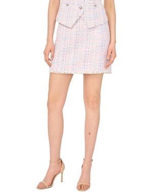 Cece Frayed Tweed Princess Seam Mini Skirt - White