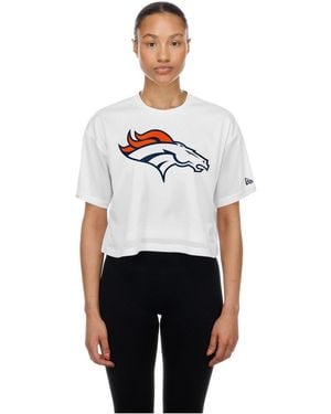 KTZ Denver Broncos Summer Mesh Cropped Boxy T-shirt - White
