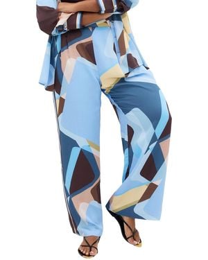 City Chic Plus Size Amaya Abstract Print Wide Leg Pant - Blue