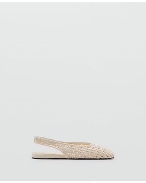 Mango Braided Slingback Ballet Flats - White