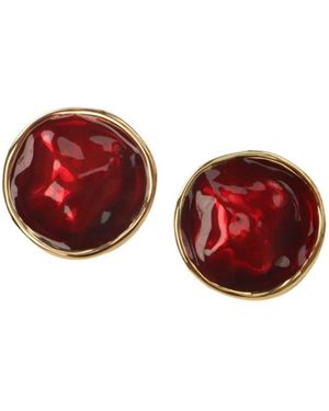 Retro Chic Enamel Ripple Earrings - Red