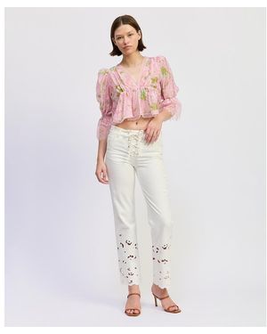 En Saison Mid Rise Flared Bootcut Jeans - White
