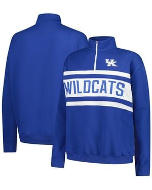 Fanatics Royal/white Kentucky Wildcats Plus Size Quarter-zip Pullover - Blue