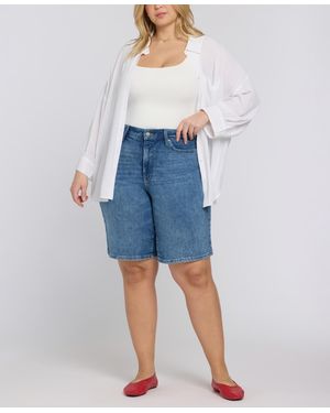 NYDJ Plus Size Lilly Mid-rise Shorts - Blue