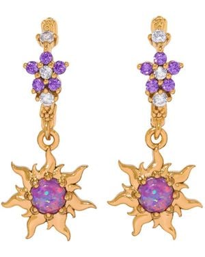 Girls Crew Crystal Disney Princess Tangled Corona's Crest Hoop Earrings - Pink