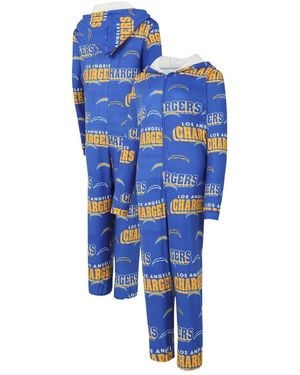 Concepts Sport Los Angeles Chargers Roadway Allover Print Microfleece Full-zip Union Suit - Blue