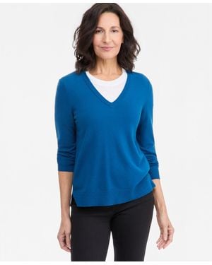 Style & Co. V-neck Long-sleeve Sweater - Blue