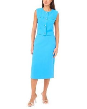 Cece Cropped Boxy Vest Midi Skirt - Blue