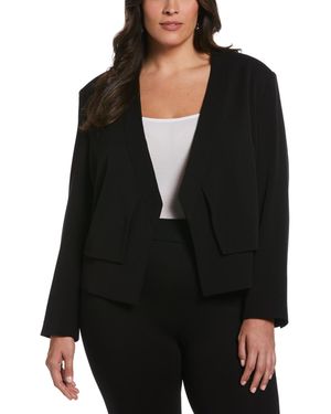 Rafaella Plus Size Cropped Angled Open Blazer - Black