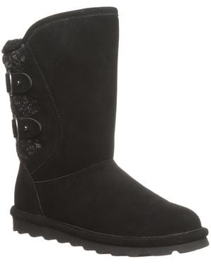 BEARPAW Jenni Knit Back Accent Mid Calf Boots - Black