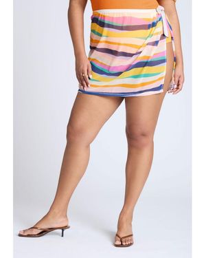 Eloquii Plus Size Mesh Mini Skirt Cover-up - Multicolor