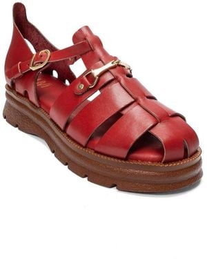 Forever & Always Shoes Forever And Always Shoes Riela Leather Buckle Sandal - Red