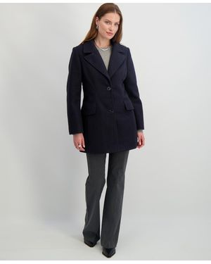 Tahari Notched-collar Single-breasted Peacoat - Blue