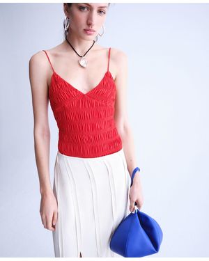 Mango Selection Ruched Lyocell Bodysuit - Red