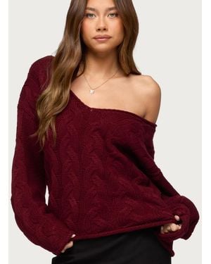 Edikted Inga Oversized Cable Knit Sweater - Red