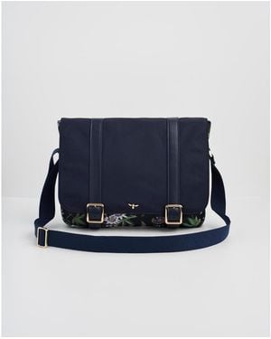Fable England Passion Flower Printed Satchel - Blue