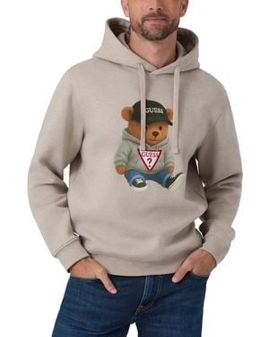 Guess Teddy Bear Melange Relaxed-fit Graphic Hooded Sweatshirt - Gray
