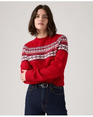 Levi's Lou Fair Isle Crewneck Sweater - Red