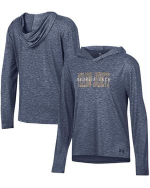 Under Armour Georgia Tech Yellow Jackets Breezy Long Sleeve Hooded Tri-blend T-shirt - Blue