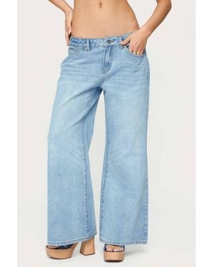 Edikted Petite Low Rise Wide Leg Jeans - Blue