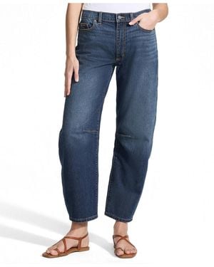 Lands' End Soft Denim Mid Rise Relaxed Barrel Leg Ankle Jeans - Blue
