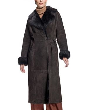Julia & Stella By Maximilian Shearling Coat - Black