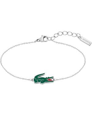 Lacoste Crocodile Tone Stainless Steel Bracelet - White