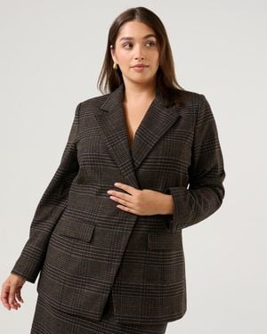 Estelle Noel Check One-button Blazer Jacket - Black