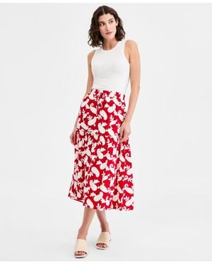 Nautica Paisley-print Ruffle Midi Skirt - Red