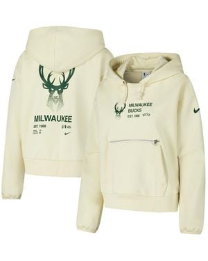 Nike Milwaukee Bucks Courtside Standard Issue Performance Pullover Hoodie - Metallic