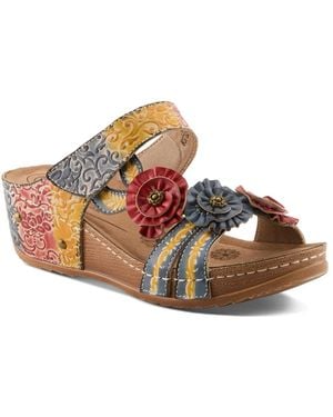 L'ARTISTE Ohsosweet Floral Leather Wedge - Pink
