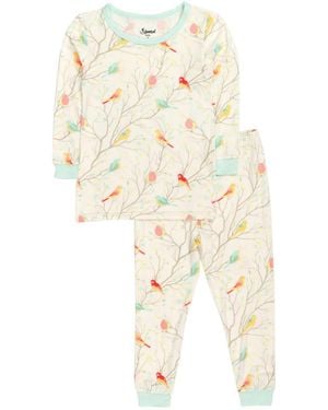 Leveret Kids Matching Family Two-piece Cooling Bamboo Viscose Long Sleeve Pajamas - White
