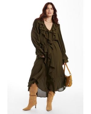 June + Vie June And Vie Cascading Ruffle Maxi Dress - Green