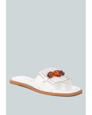LONDON RAG Nakasa Beaded Faux Leather Slip Ons - Blue