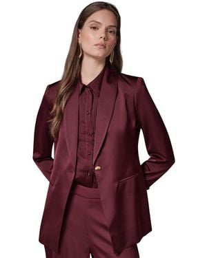 Donna Karan Dk126 Satin Shawl Lapel Shoulder-padded Blazer - Red